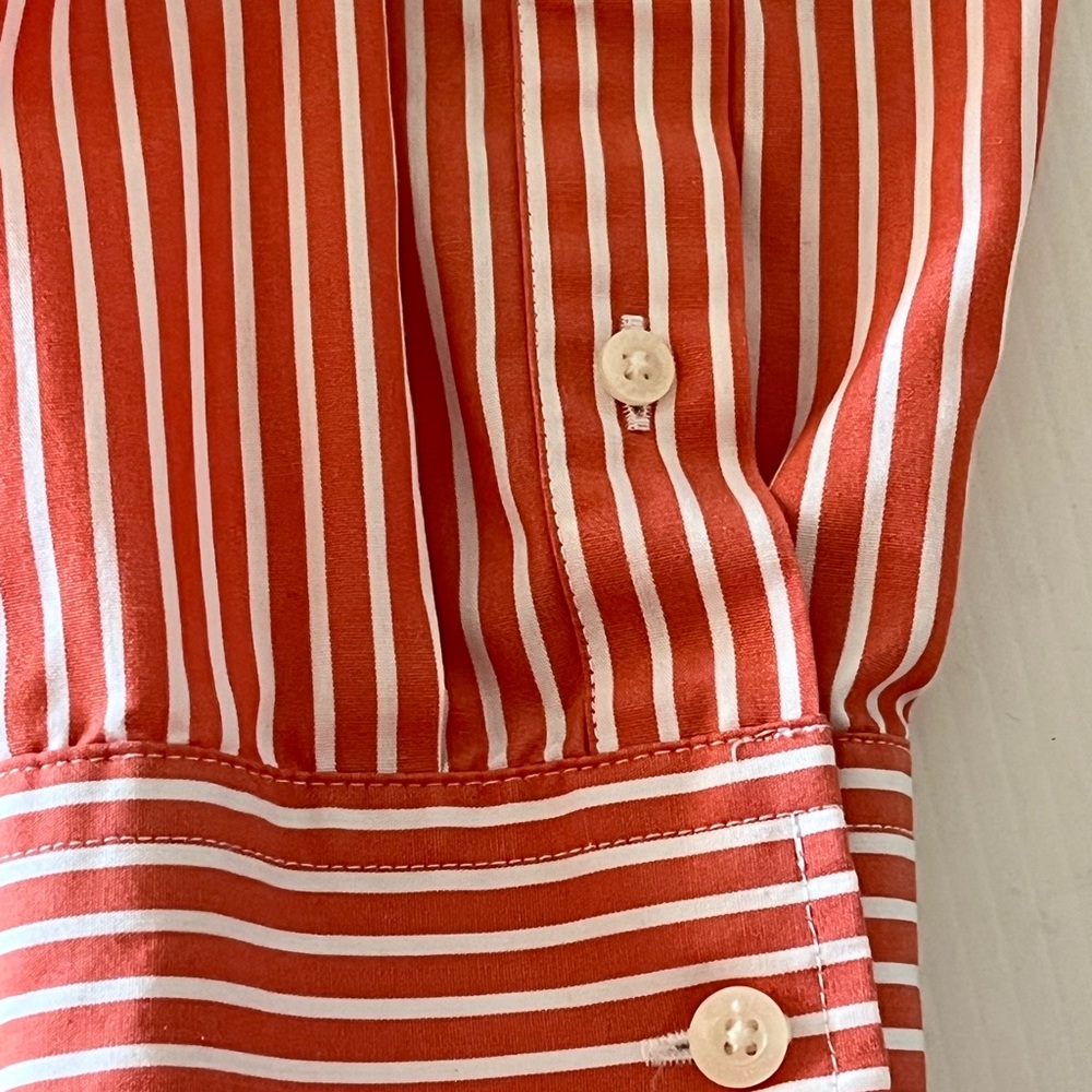 Chaps Ralph Lauren Orange Stripe No Iron Long Sleeve Collar Button Down Shirt XL - Picture 8 of 13